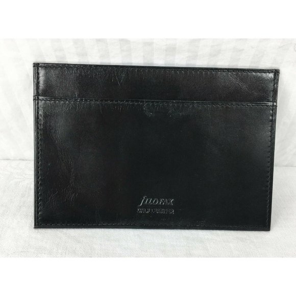 4 x 6 Flat Vintage Filofax Calf Leather Slim Card Case Wallet Black - Picture 2 of 7